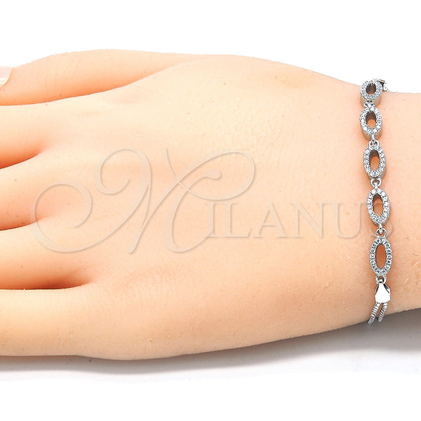 Sterling Silver Bracelet — Fancy Bracelet with White Cubic Zirconia Polished 03. — alternate product view — SKU 130068 | Plata 925 brazalete — elegante Bracelet with blanco Cubic Zirconia pulido 03. — SKU 130068