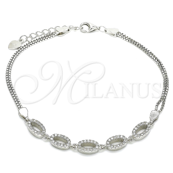 Sterling Silver Bracelet — Fancy Bracelet with White Cubic Zirconia Polished 03. — main product view — SKU 130068 | Plata 925 brazalete — elegante Bracelet with blanco Cubic Zirconia pulido 03. — SKU 130068