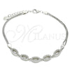 Sterling Silver Fancy Bracelet, with White Cubic Zirconia, Polished, Rhodium Finish, 03.286.0024.07 (02 MM Thickness, 7 Inches Length)
