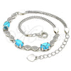 Sterling Silver Fancy Bracelet, with Turquoise Cubic Zirconia and White Micro Pave, Polished, Rhodium Finish, 03.286.0025.07 (02 MM Thickness, 7 Inches Length)