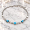 Sterling Silver Fancy Bracelet, with Turquoise Cubic Zirconia and White Micro Pave, Polished, Rhodium Finish, 03.286.0025.07 (02 MM Thickness, 7 Inches Length)