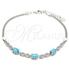 Sterling Silver Fancy Bracelet, with Turquoise Cubic Zirconia and White Micro Pave, Polished, Rhodium Finish, 03.286.0025.07 (02 MM Thickness, 7 Inches Length)