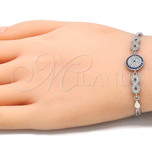 Sterling Silver Bracelet — Fancy Bracelet Infinite Design with Sapphire Blue and — alternate product view — SKU 130075 | Plata 925 brazalete — elegante Bracelet Infinite diseño with Sapphire Blue and — SKU 130075