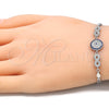 Sterling Silver Fancy Bracelet, Infinite Design, with Sapphire Blue and White Micro Pave, Polished, Rhodium Finish, 03.286.0028.07 (02 MM Thickness, 7 Inches Length)