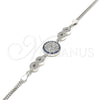 Sterling Silver Fancy Bracelet, Infinite Design, with Sapphire Blue and White Micro Pave, Polished, Rhodium Finish, 03.286.0028.07 (02 MM Thickness, 7 Inches Length)