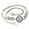 Sterling Silver Fancy Bracelet, Infinite Design, with Sapphire Blue and White Micro Pave, Polished, Rhodium Finish, 03.286.0028.07 (02 MM Thickness, 7 Inches Length)