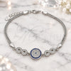 Sterling Silver Fancy Bracelet, Infinite Design, with Sapphire Blue and White Micro Pave, Polished, Rhodium Finish, 03.286.0028.07 (02 MM Thickness, 7 Inches Length)
