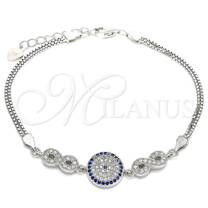 Sterling Silver Bracelet — Fancy Bracelet Infinite Design with Sapphire Blue and — main product view — SKU 130075 | Plata 925 brazalete — elegante Bracelet Infinite diseño with Sapphire Blue and — SKU 130075