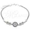 Sterling Silver Fancy Bracelet, Infinite Design, with Sapphire Blue and White Micro Pave, Polished, Rhodium Finish, 03.286.0028.07 (02 MM Thickness, 7 Inches Length)