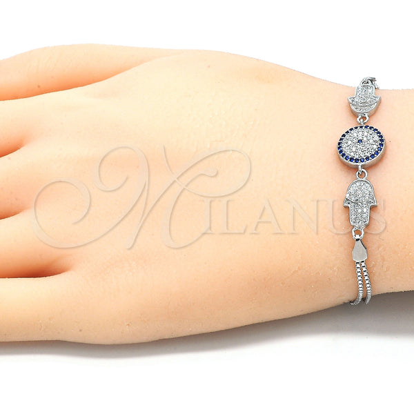 Sterling Silver Bracelet — Fancy Bracelet Judaica and Hand of God Design — alternate product view — SKU 130076 | Plata 925 brazalete — elegante Bracelet Judaica and Hand of God diseño — SKU 130076