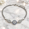 Sterling Silver Fancy Bracelet, Judaica and Hand of God Design, with Sapphire Blue and White Micro Pave, Polished, Rhodium Finish, 03.286.0029.07 (02 MM Thickness, 7 Inches Length)
