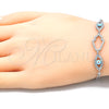 Sterling Silver Fancy Bracelet, Hand of God and Evil Eye Design, with White Cubic Zirconia, Turquoise Enamel Finish, Rhodium Finish, 03.286.0030.07 (02 MM Thickness, 7 Inches Length)