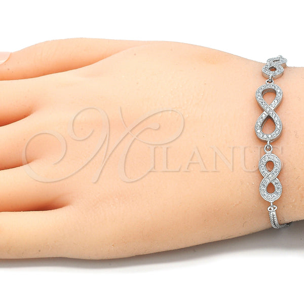 Sterling Silver Bracelet — Fancy Bracelet Infinite Design with White Micro Pave — alternate product view — SKU 130083 | Plata 925 brazalete — elegante Bracelet Infinite diseño with blanco Micro Pave — SKU 130083