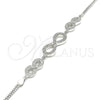 Sterling Silver Fancy Bracelet, Infinite Design, with White Micro Pave, Polished, Rhodium Finish, 03.286.0032.07 (02 MM Thickness, 7 Inches Length)