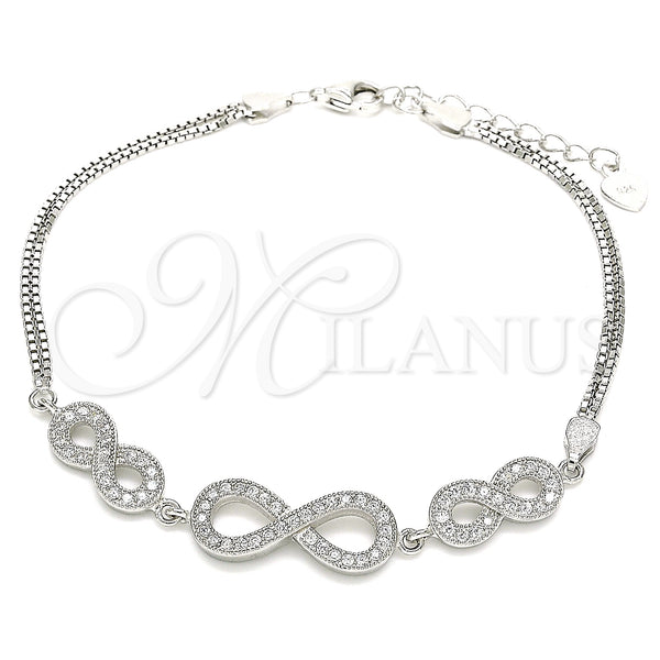 Sterling Silver Bracelet — Fancy Bracelet Infinite Design with White Micro Pave — main product view — SKU 130083 | Plata 925 brazalete — elegante Bracelet Infinite diseño with blanco Micro Pave — SKU 130083