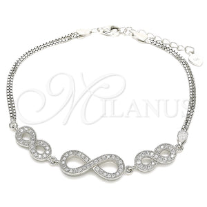 Sterling Silver Bracelet — Fancy Bracelet Infinite Design with White Micro Pave — main product view — SKU 130083 | Plata 925 brazalete — elegante Bracelet Infinite diseño with blanco Micro Pave — SKU 130083