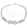 Sterling Silver Fancy Bracelet, Infinite Design, with White Micro Pave, Polished, Rhodium Finish, 03.286.0032.07 (02 MM Thickness, 7 Inches Length)