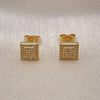 Oro Laminado Stud Earring, Gold Filled Style with White Micro Pave, Polished, Golden Finish, 02.344.0044