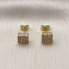 Oro Laminado Stud Earring, Gold Filled Style with White Cubic Zirconia, Polished, Golden Finish, 02.344.0046
