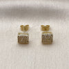Oro Laminado Stud Earring, Gold Filled Style with White Cubic Zirconia, Polished, Golden Finish, 02.344.0046