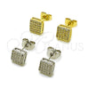 Oro Laminado Stud Earring, Gold Filled Style with White Cubic Zirconia, Polished, Golden Finish, 02.344.0046