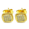 Oro Laminado Stud Earring, Gold Filled Style with White Cubic Zirconia, Polished, Golden Finish, 02.344.0047