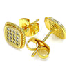 Oro Laminado Stud Earring, Gold Filled Style with White Cubic Zirconia, Polished, Golden Finish, 02.344.0047