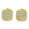 Oro Laminado Stud Earring, Gold Filled Style with White Cubic Zirconia, Polished, Golden Finish, 02.344.0049
