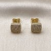 Oro Laminado Stud Earring, Gold Filled Style with White Cubic Zirconia, Polished, Golden Finish, 02.344.0049