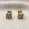 Oro Laminado Stud Earring, Gold Filled Style with White Cubic Zirconia, Polished, Golden Finish, 02.344.0049