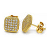 Oro Laminado Stud Earring, Gold Filled Style with White Cubic Zirconia, Polished, Golden Finish, 02.344.0049
