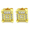 Oro Laminado Stud Earring, Gold Filled Style with White Micro Pave, Polished, Golden Finish, 02.344.0050