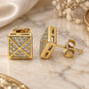 Oro Laminado Stud Earring, Gold Filled Style with White Cubic Zirconia, Polished, Golden Finish, 02.342.0020