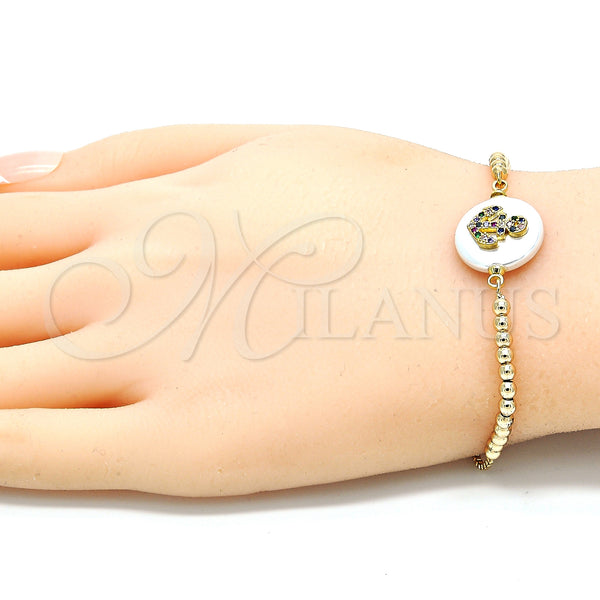 Gold Filled Bracelet — Adjustable Bolo Bracelet Anchor Design with Multicolor Cubic — alternate product view — SKU 130116 | Oro Laminado brazalete — Adjustable Bolo Bracelet Anchor diseño with Multicolor Cubic — SKU 130116