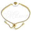 Oro Laminado Adjustable Bolo Bracelet, Gold Filled Style Anchor Design, with Multicolor Cubic Zirconia, Polished, Golden Finish, 03.63.2103.11 (01 MM Thickness, 11 Inches Length)