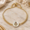 Oro Laminado Adjustable Bolo Bracelet, Gold Filled Style Anchor Design, with Multicolor Cubic Zirconia, Polished, Golden Finish, 03.63.2103.11 (01 MM Thickness, 11 Inches Length)