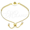 Oro Laminado Adjustable Bolo Bracelet, Gold Filled Style Owl Design, with Multicolor Cubic Zirconia, Polished, Golden Finish, 03.63.2107.10 (01 MM Thickness, 10 Inches Length)