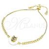 Oro Laminado Adjustable Bolo Bracelet, Gold Filled Style Owl Design, with Multicolor Cubic Zirconia, Polished, Golden Finish, 03.63.2107.10 (01 MM Thickness, 10 Inches Length)