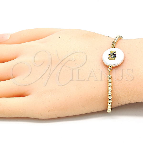 Gold Filled Bracelet — Adjustable Bolo Bracelet Elephant Design with White Cubic — alternate product view — SKU 130124 | Oro Laminado brazalete — Adjustable Bolo Bracelet Elephant diseño with blanco Cubic — SKU 130124