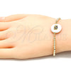 Oro Laminado Adjustable Bolo Bracelet, Gold Filled Style Elephant Design, with White Cubic Zirconia, Polished, Golden Finish, 03.63.2109.10 (01 MM Thickness, 10 Inches Length)