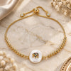Oro Laminado Adjustable Bolo Bracelet, Gold Filled Style Elephant Design, with White Cubic Zirconia, Polished, Golden Finish, 03.63.2109.10 (01 MM Thickness, 10 Inches Length)