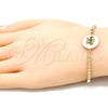 Oro Laminado Adjustable Bolo Bracelet, Gold Filled Style Butterfly Design, with Multicolor Cubic Zirconia, Polished, Golden Finish, 03.63.2111.10 (01 MM Thickness, 10 Inches Length)