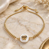 Oro Laminado Adjustable Bolo Bracelet, Gold Filled Style Butterfly Design, with Multicolor Cubic Zirconia, Polished, Golden Finish, 03.63.2111.10 (01 MM Thickness, 10 Inches Length)
