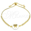Oro Laminado Adjustable Bolo Bracelet, Gold Filled Style Butterfly Design, with Multicolor Cubic Zirconia, Polished, Golden Finish, 03.63.2111.10 (01 MM Thickness, 10 Inches Length)