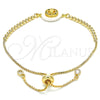 Oro Laminado Adjustable Bolo Bracelet, Gold Filled Style Virgen Maria Design, with Multicolor Cubic Zirconia, Polished, Golden Finish, 03.63.2113.10 (01 MM Thickness, 10 Inches Length)