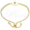 Oro Laminado Adjustable Bolo Bracelet, Gold Filled Style Moon Design, with Multicolor Cubic Zirconia, Polished, Golden Finish, 03.63.2119.10 (01 MM Thickness, 10 Inches Length)