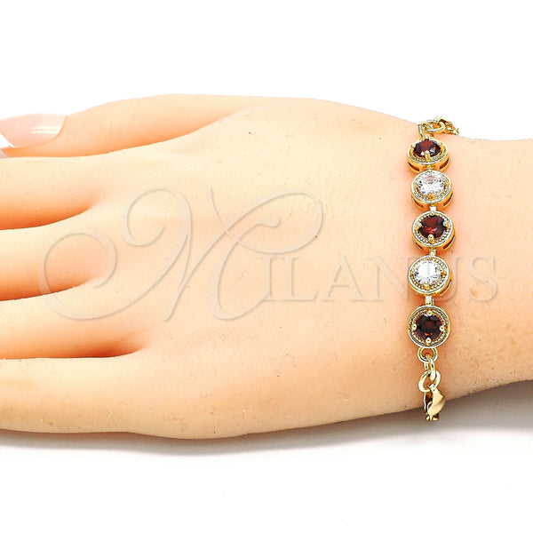 Gold Filled Bracelet — Fancy Bracelet with Garnet and White Cubic Zirconia — alternate product view — SKU 130142 | Oro Laminado brazalete — elegante Bracelet with Garnet and blanco Cubic Zirconia — SKU 130142