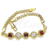 Oro Laminado Fancy Bracelet, Gold Filled Style with Garnet and White Cubic Zirconia, Polished, Golden Finish, 03.63.2124.07 (04 MM Thickness, 7 Inches Length)