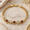 Oro Laminado Fancy Bracelet, Gold Filled Style with Garnet and White Cubic Zirconia, Polished, Golden Finish, 03.63.2124.07 (04 MM Thickness, 7 Inches Length)