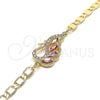 Oro Laminado Fancy Bracelet, Gold Filled Style Peacock Design, with Multicolor Cubic Zirconia, Polished, Golden Finish, 03.63.2125.2.07 (05 MM Thickness, 7 Inches Length)
